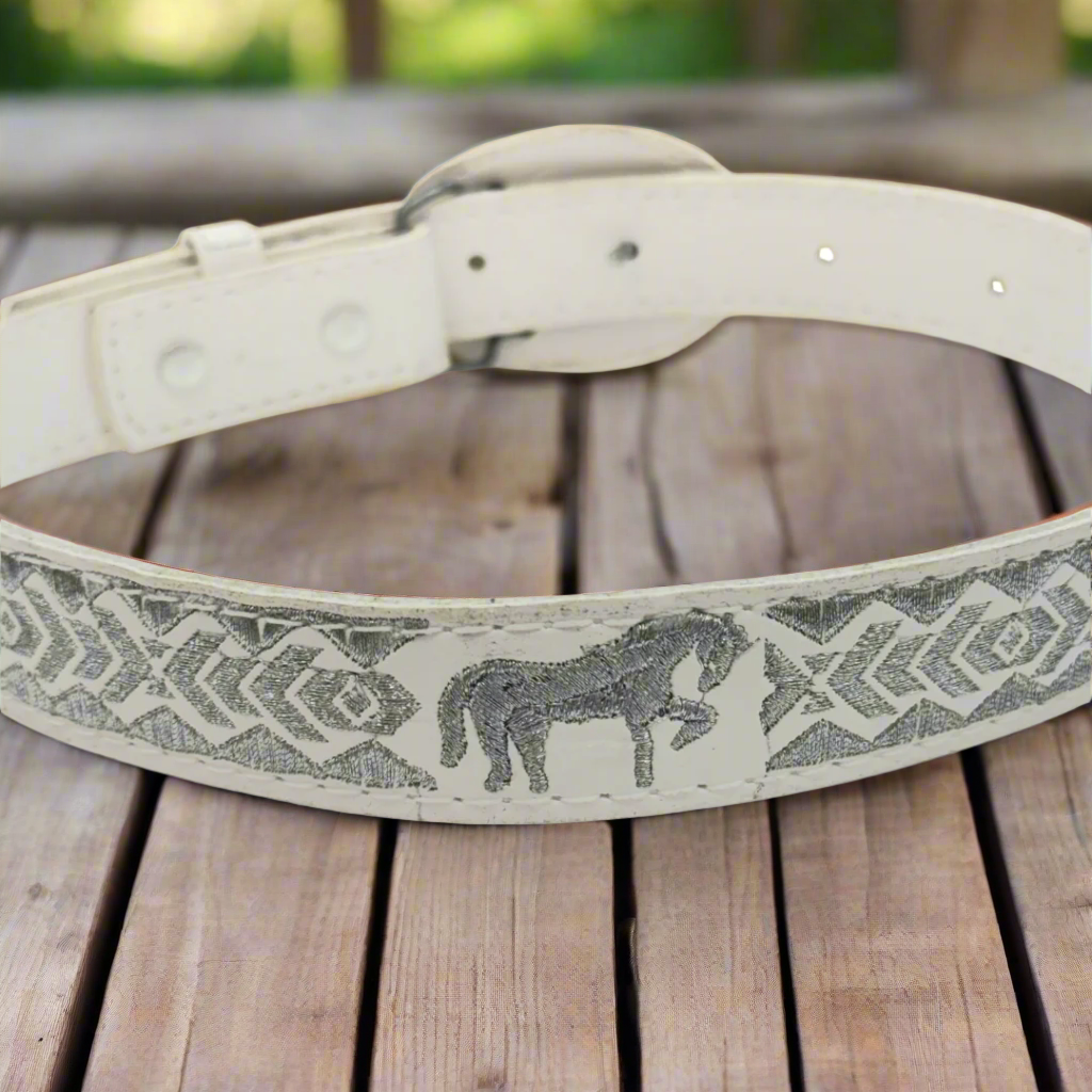 Boys Charro Belt, Silver Horse, Loop