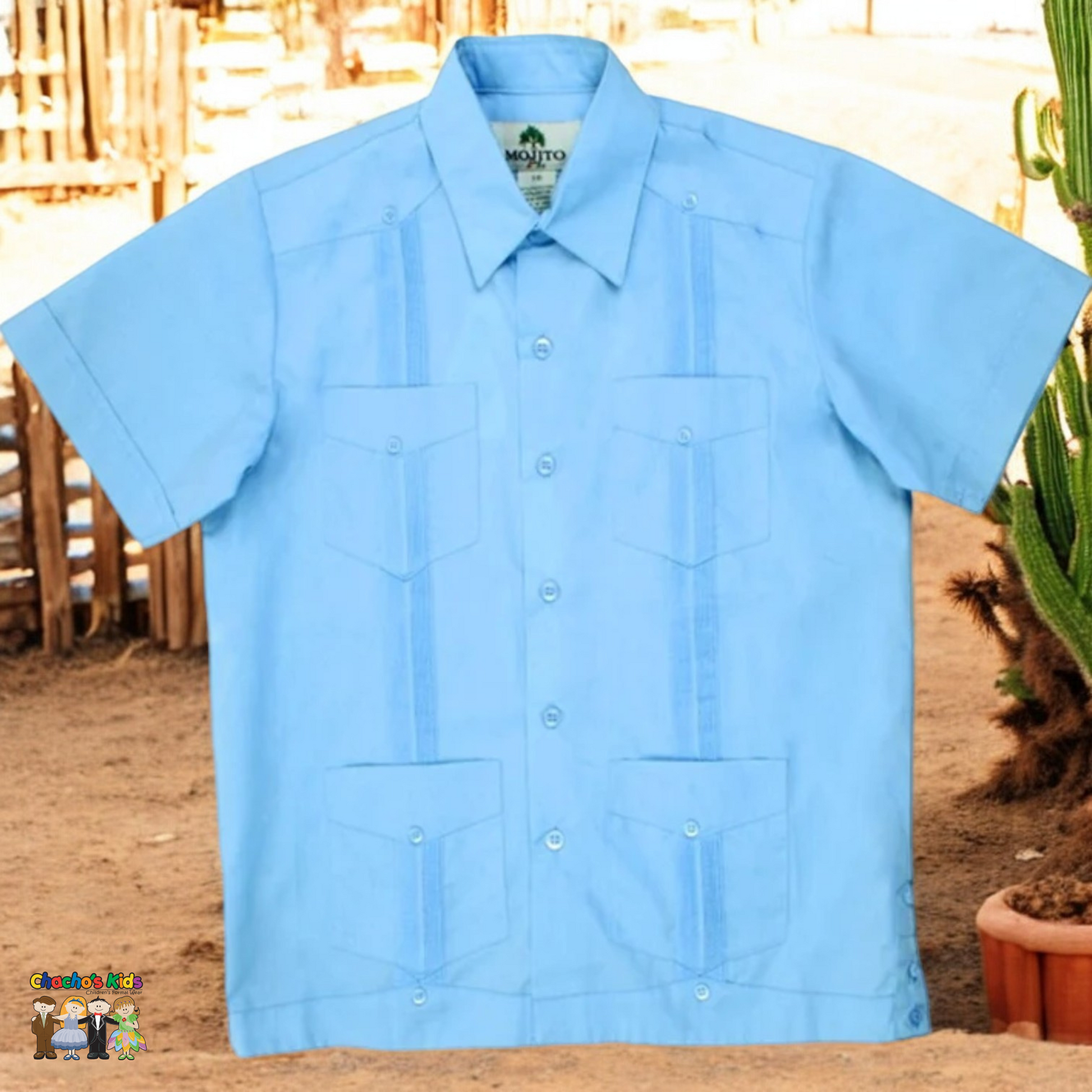 Boys Guayabera Linen (1671)-Boys-Light Blue-12Y-Chacho’s Kids