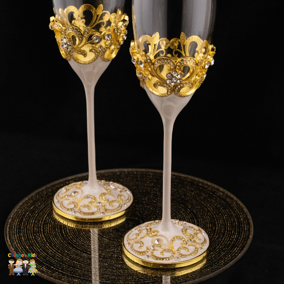 Super Elegant Wedding Wine Cups/ Wedding Flutes Set-Gold-091-Wedding Accessories-Chacho's Kids