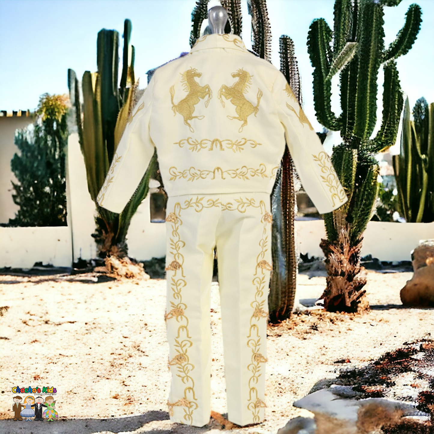 Charro Suit (6-Piece) Ivory/Gold