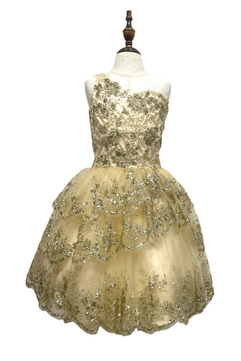 Party / Flower Girl Dress (5132)-Girls-Champagne-6-Chacho's Kids