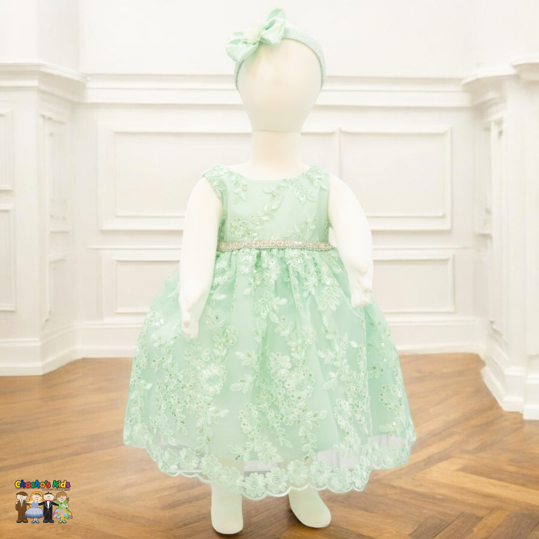 Baby Party / Flower Girl Dress (D-1616)-Girls-Mint Green-S-Chacho's-Kids