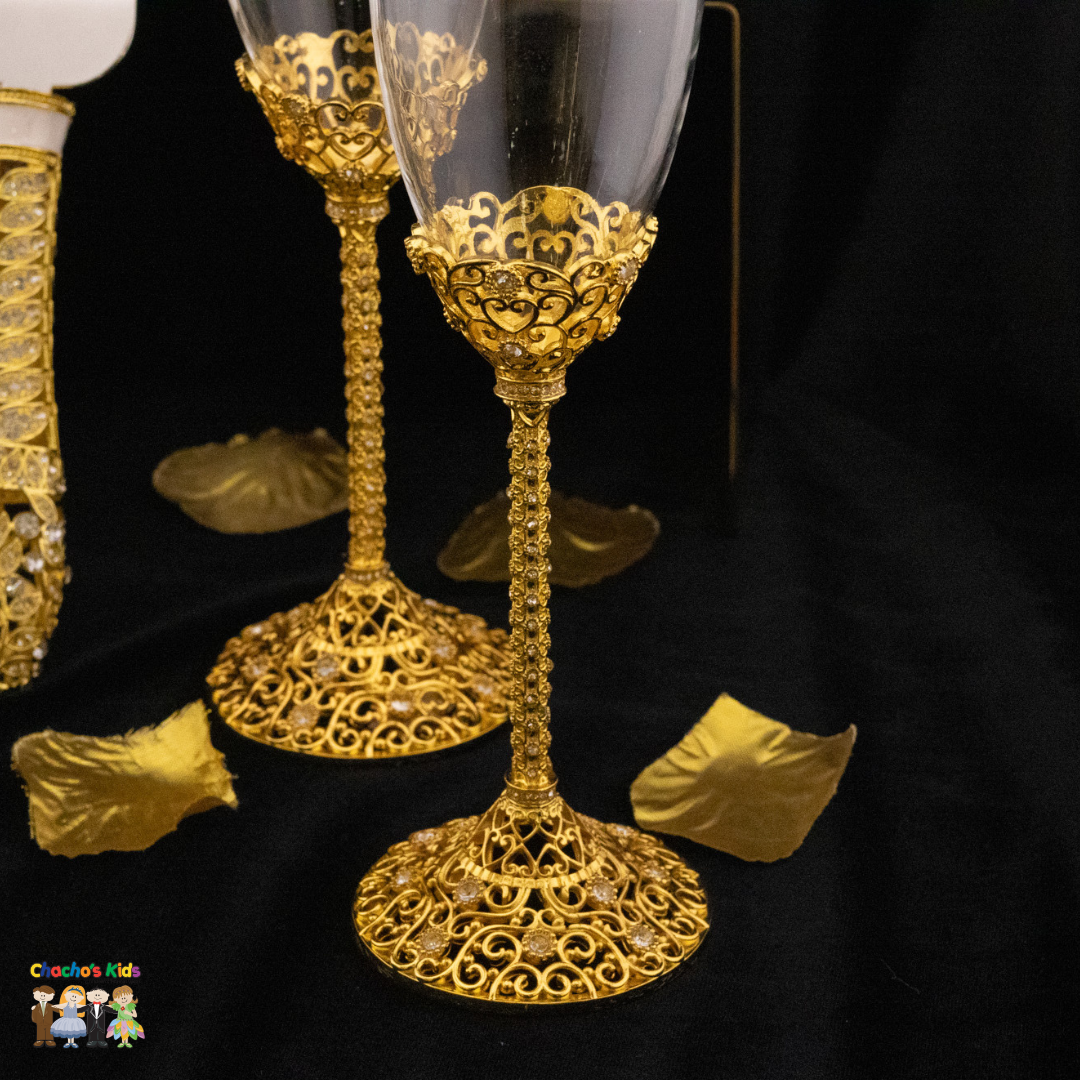 Super Elegant Wedding Wine Cups/ Wedding Flutes & Serving Set-Gold-182-Wedding Accessories-Chacho's Kids