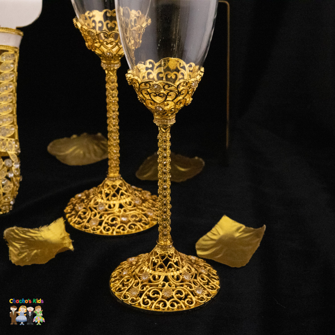 Wedding Flutes & Serving Set-Gold-182--Chacho's Kids