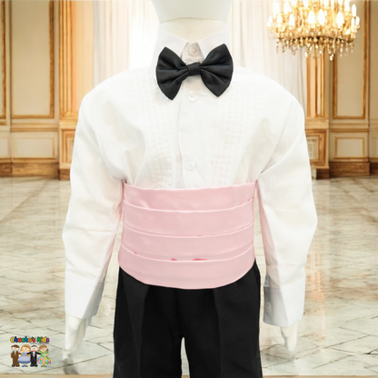 Satin Cummerbund (Pink)-Boys-Pink-S-Chacho’s Kids