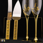 Super Elegant Wedding Wine Cups/ Wedding Flutes & Serving Set-Gold-002-Wedding Accessories-Chacho's Kids