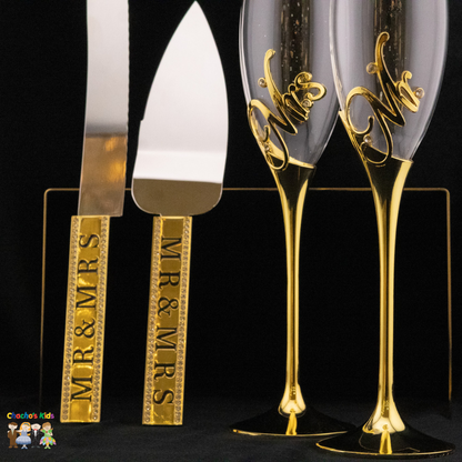 Wedding Flutes & Serving Set-Gold-002--Chacho's Kids