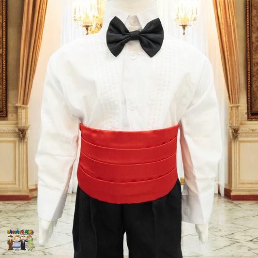 Satin Cummerbund (Red)-Boys-Red-S-Chacho’s Kids