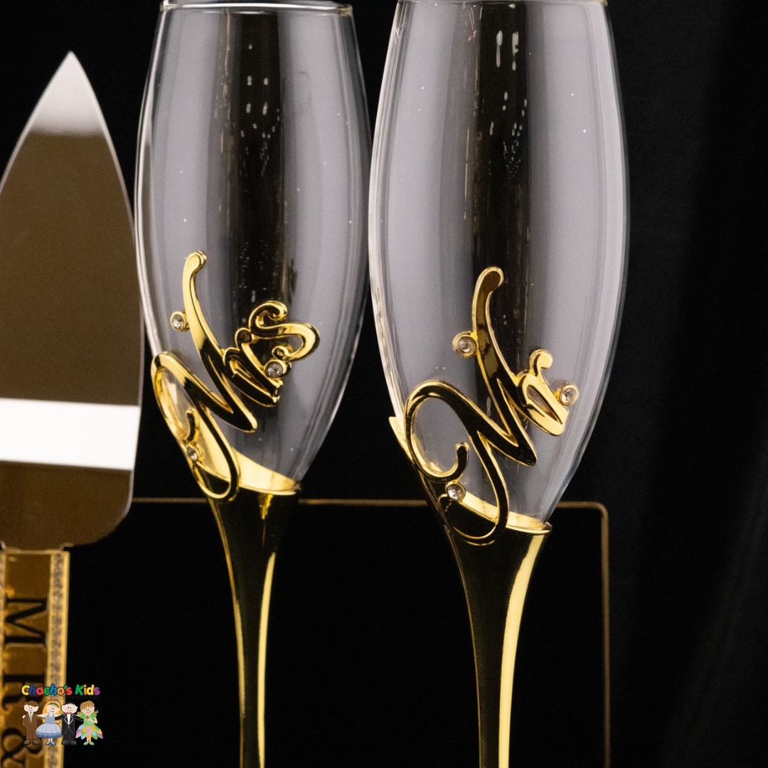 Wedding Flutes & Serving Set-Gold-002--Chacho's Kids