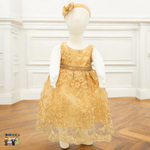 Baby Party / Flower Girl Dress (D-1616)-Girls-Gold-S-Chacho's-Kids