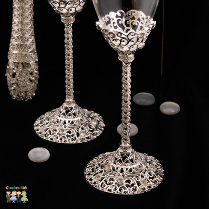 Wedding Flutes & Serving Set-Silver-182--Chacho's Kids