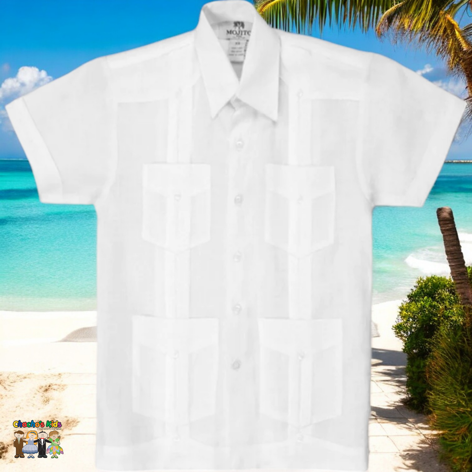 Boys Guayabera White Linen (4993-4995)-Boys-0T-Chacho’s Kids