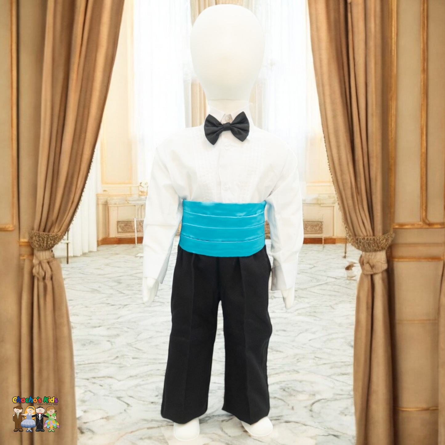 Satin Cummerbund (Aqua Blue)-Boys-Chacho’s Kids