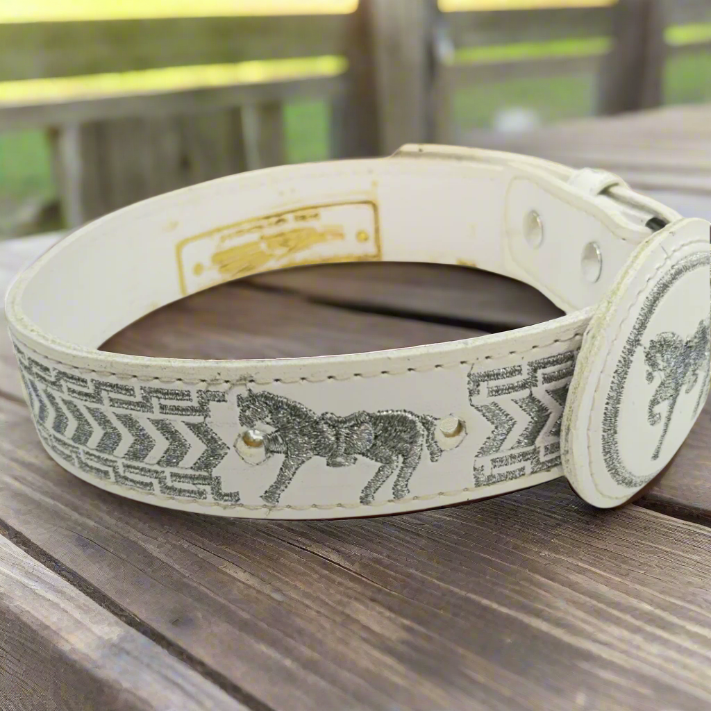 Boys Charro Belt, Silver Horse, Embroider Side