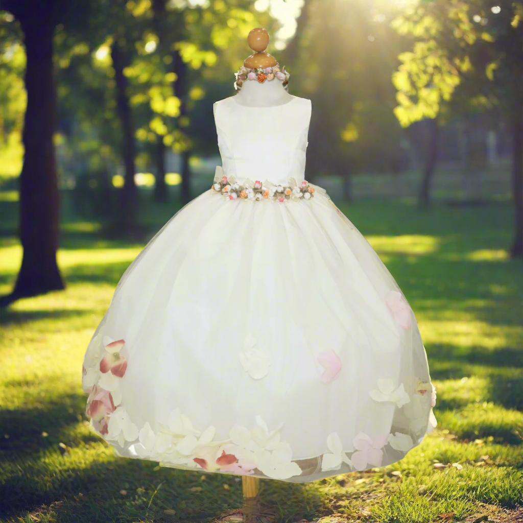 Party/Flower Girl Dress (D1100)-Girls-Ivory-2-Chacho's Kids