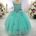 Ball Gown Dress (02631)-Girls-Aqua Mint-2-Chacho's Kids