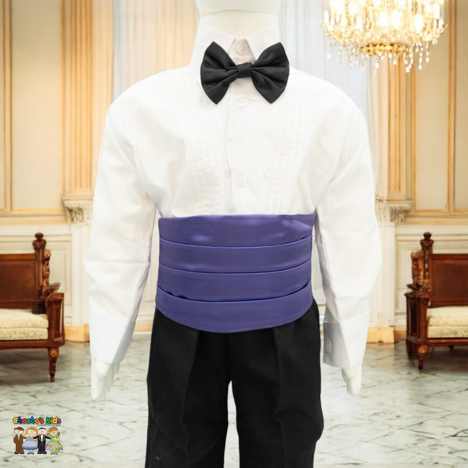 Satin Cummerbund (Violet Purple)-Boys-Grape Purple-S-Chacho’s Kids