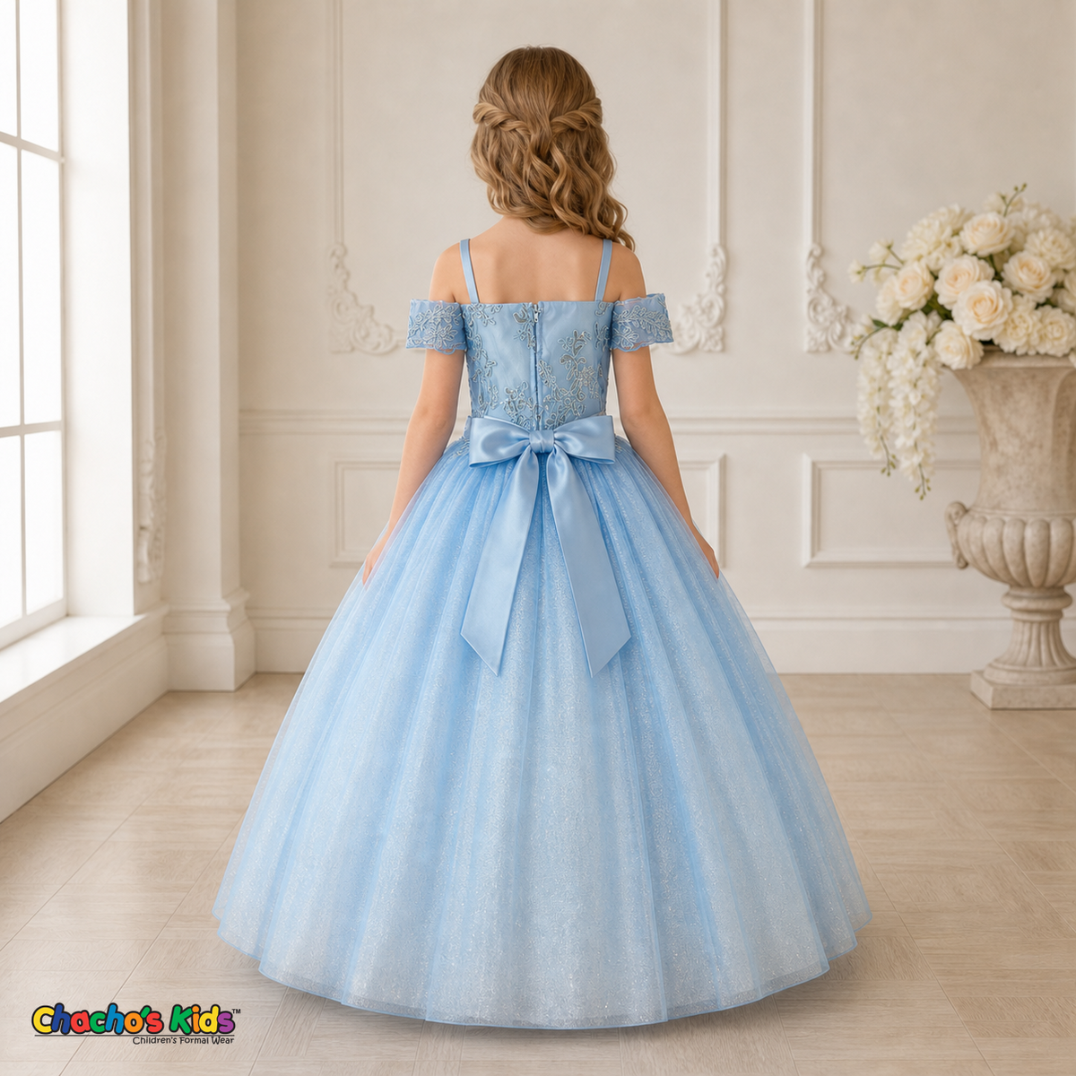 3D Floral Embroidered Tulle Dress (430)