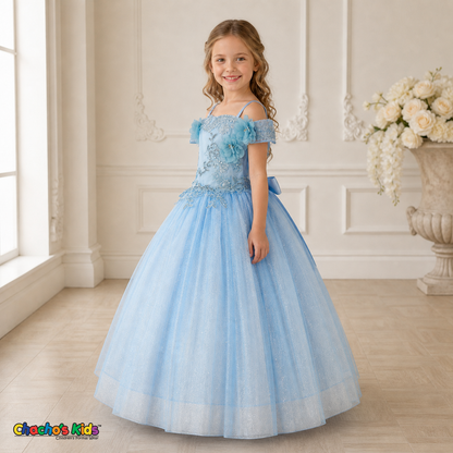 3D Floral Embroidered Tulle Dress (430)
