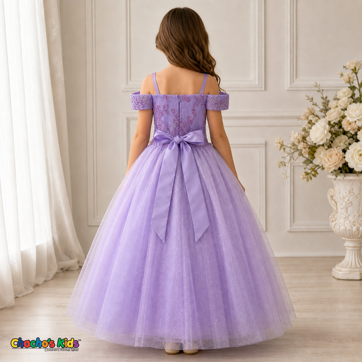 3D Floral Embroidered Tulle Dress (430)