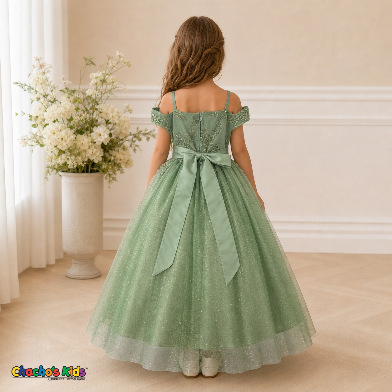 3D Floral Embroidered Tulle Dress (430)