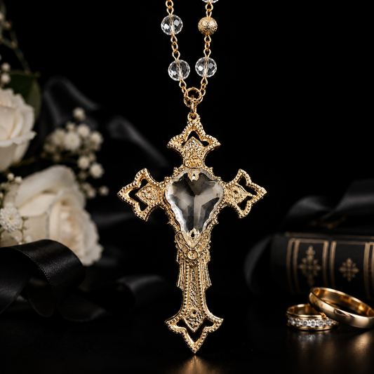 Crystal Heart Wedding Lasso (Gold)