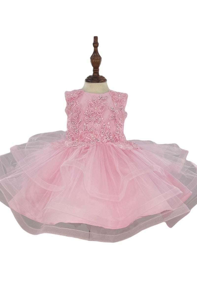 Baby Party / Flower Girl Dress (9149B)-Girls-Pink-S-Chacho's-Kids