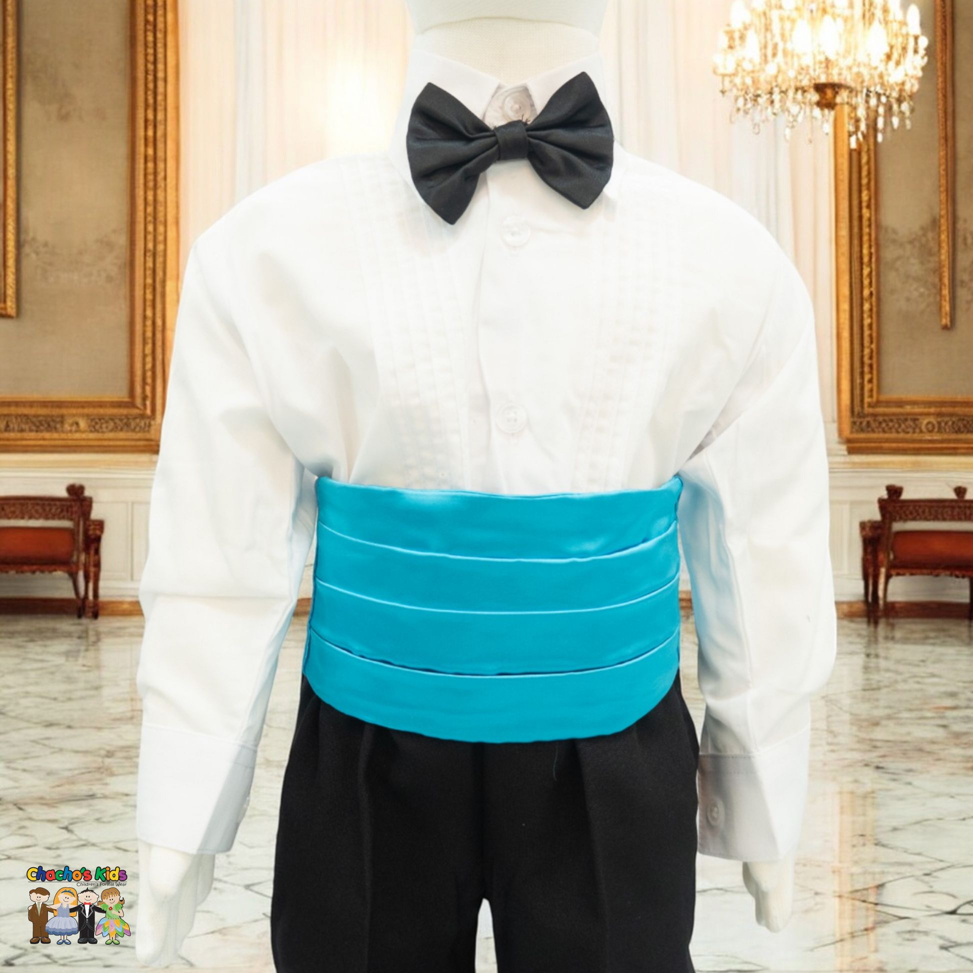 Satin Cummerbund (Aqua Blue)-Boys-Aqua Blue-S-Chacho’s Kids