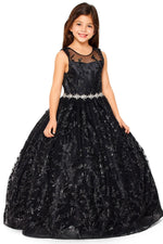 Ball Gown Dress (5109)-Girls-Black-2-Chacho's Kids