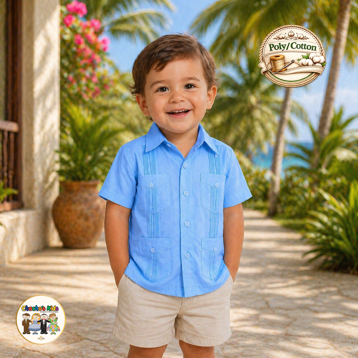 Boys Guayabera Poly/Cotton (6535)