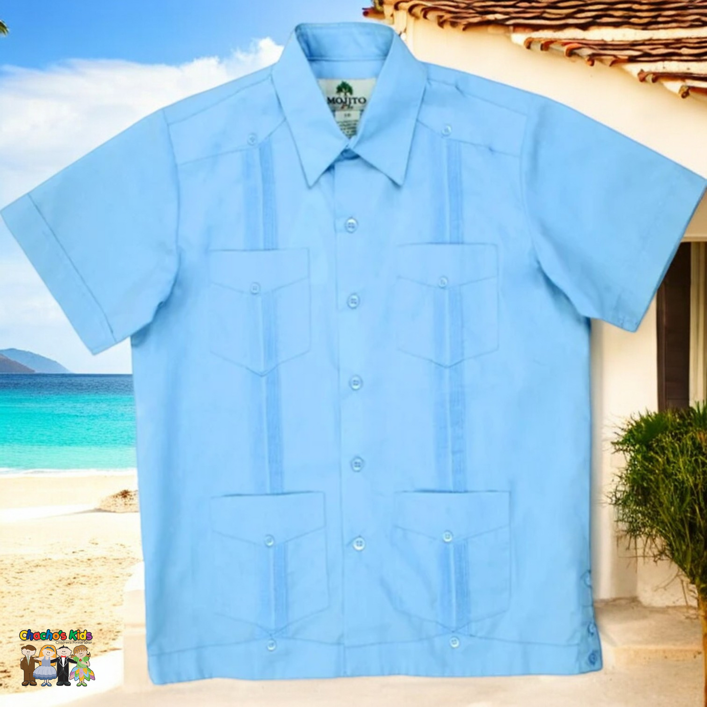 Boys Guayabera (1645)-Boys-Light Blue-12Y-Chacho’s Kids