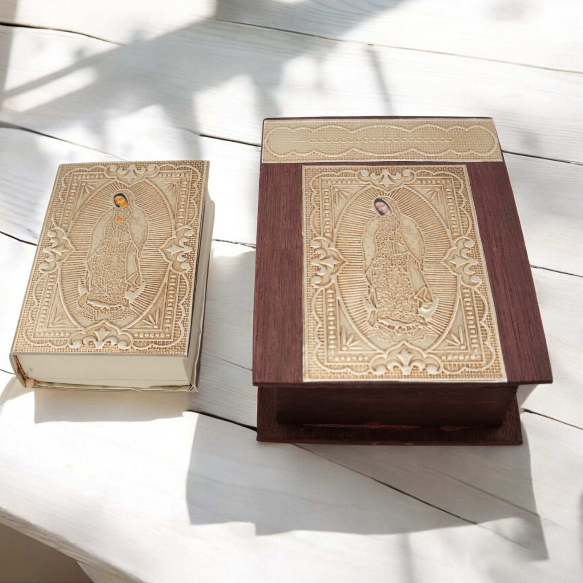 Artisanal Embossed Metal Holy Bible (Cedar Box)-Gold-Chacho's Kids