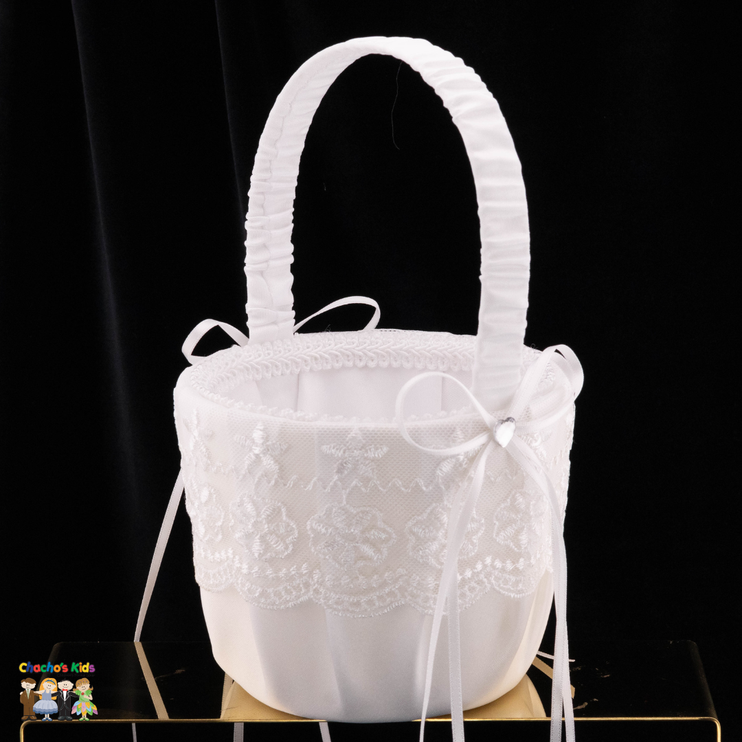 Wedding-White Flower Girl Basket-508-Girls-Chacho's Kids