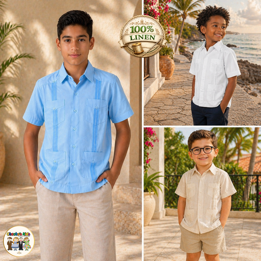 Boys Classic Guayabera 100% Linen
