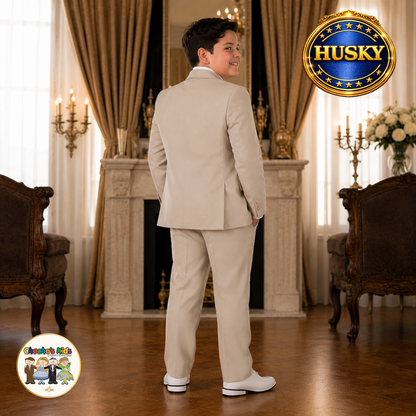 Executive Italian-Cut Boys Husky Suit-Premium (Khaki)