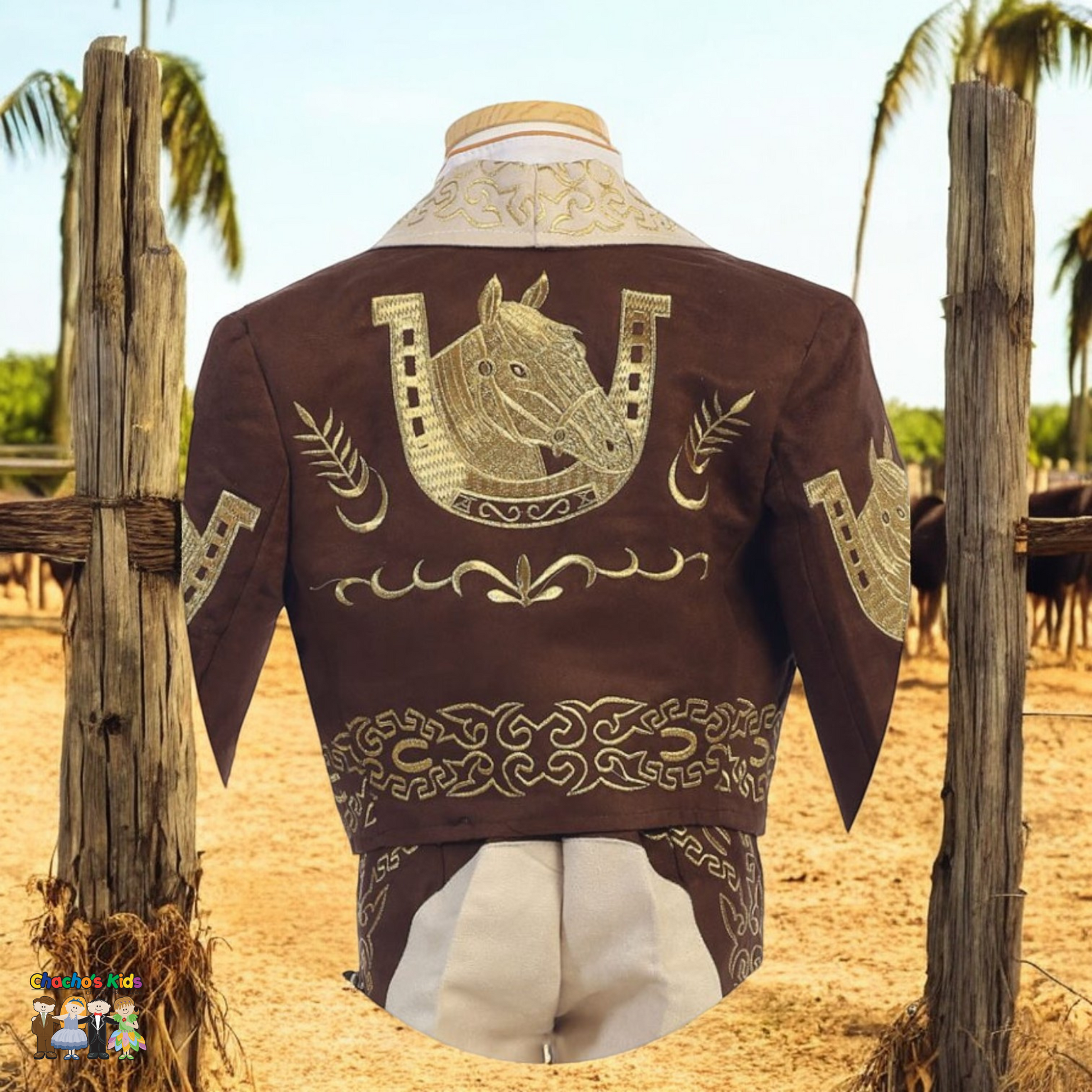 Charro Suit (6-Piece) Ivory/Brown-Boys-Chacho’s Kids