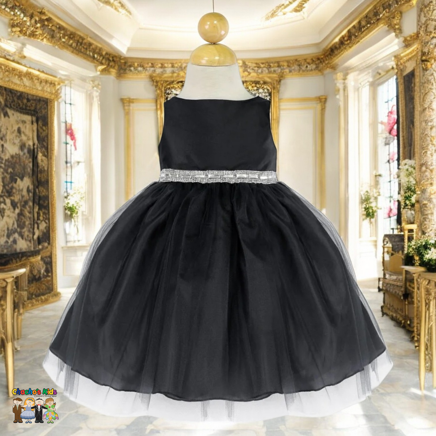 Baby Party / Flower Girl Dress (B-754)-Girls-Black-S-Chacho's Kids