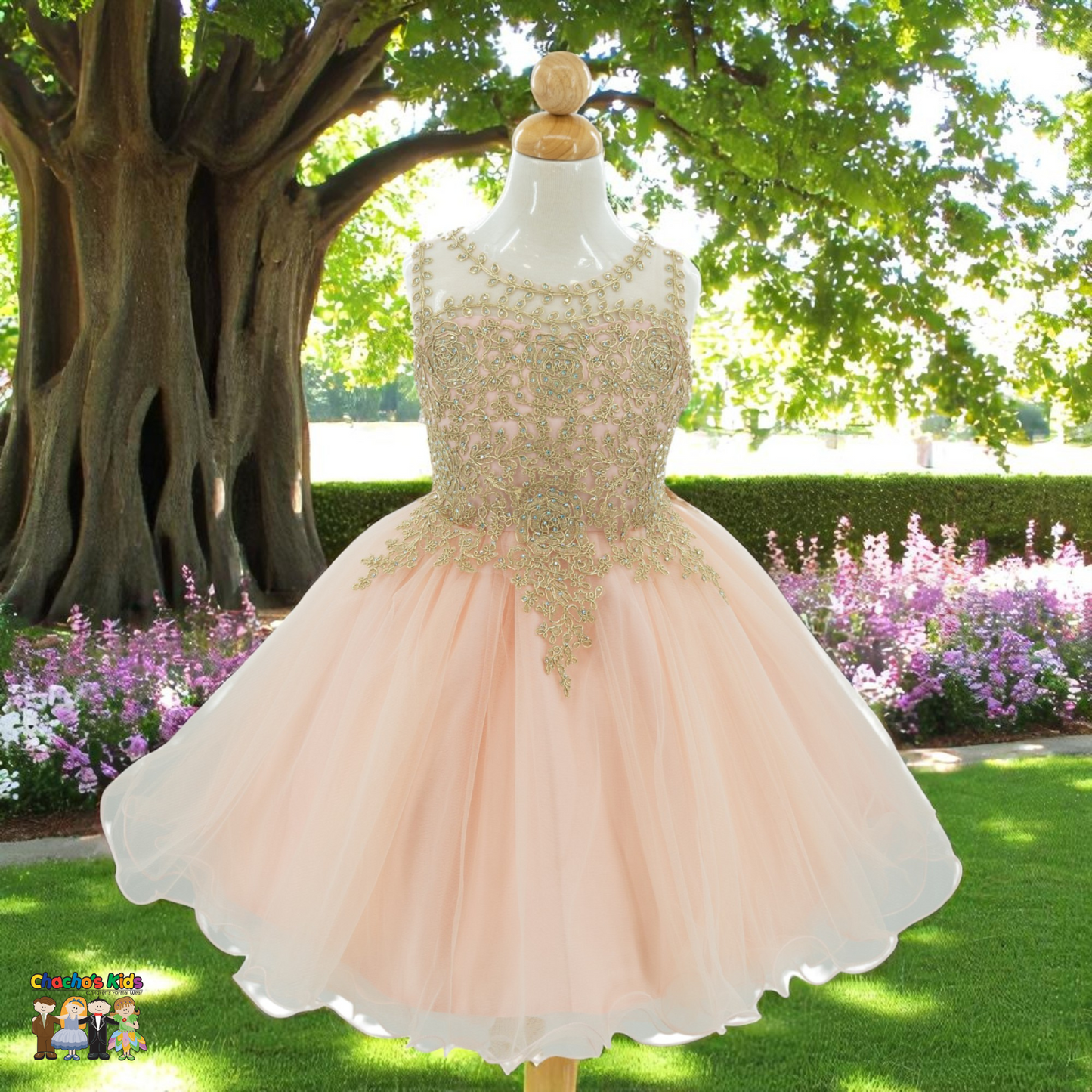 Embroidered Tulle Party Dress (9004)