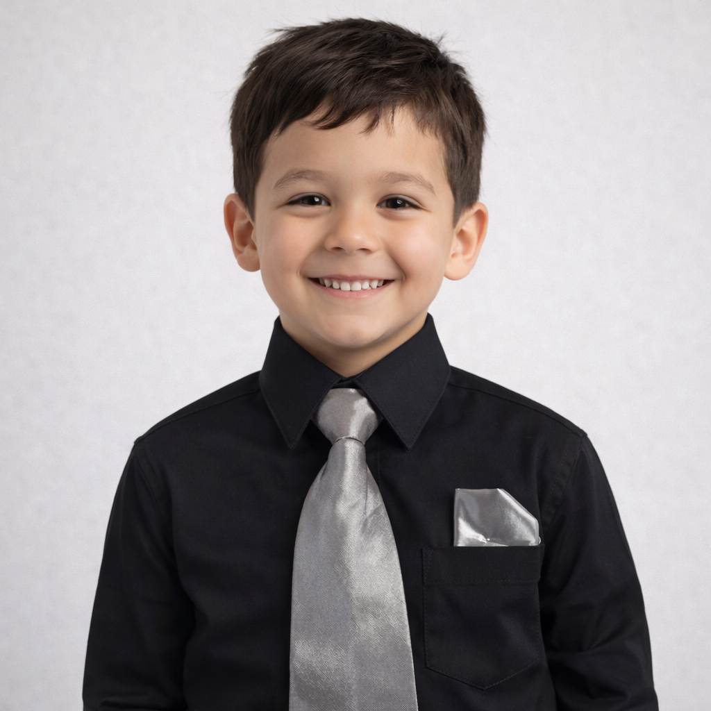 Premium-Black Dress Shirt w/Tie