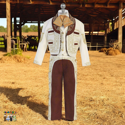 Charro Suit (6-Piece) Ivory/Brown-Boys-Chacho’s Kids