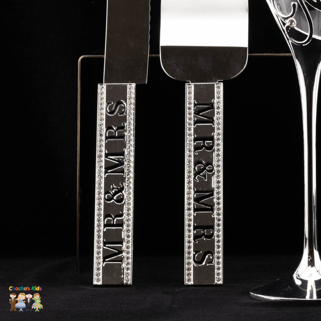 Super Elegant Wedding Wine Cups/ Wedding Flutes & Serving Set- Silver-002-Wedding Accessories-Chacho's Kids