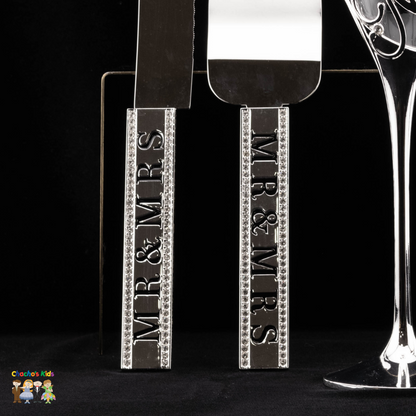 Wedding Flutes & Serving Set- Silver-002