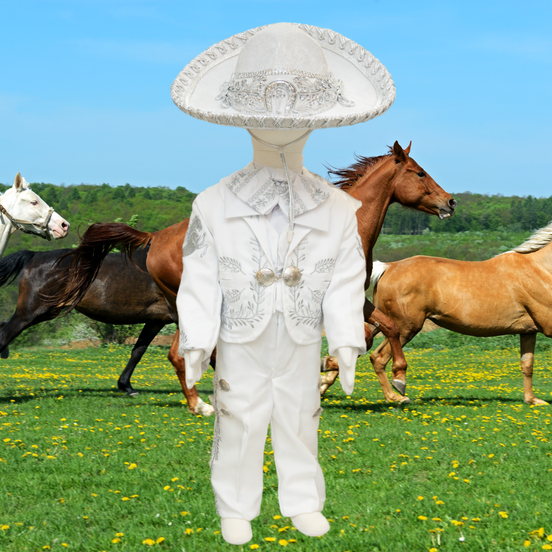 Charro Baptism (6-Piece) (White/Horse/Silver)-Boys-Chacho's Kids