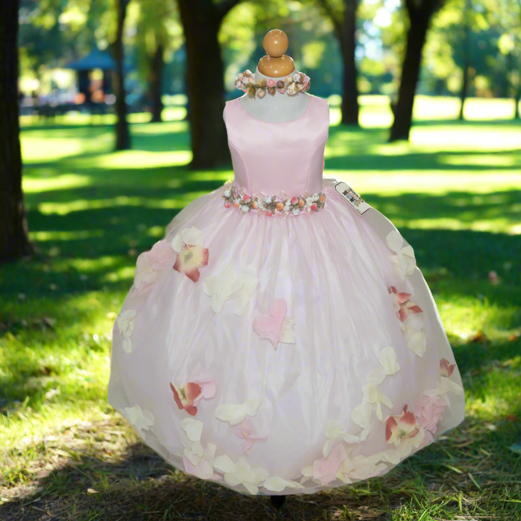 Party/Flower Girl Dress (D1100)-Girls-Pink-2-Chacho's Kids