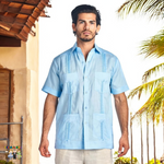 Men's Guayabera Linen (4678)-Boys-Light Blue-S-Chacho’s Kids