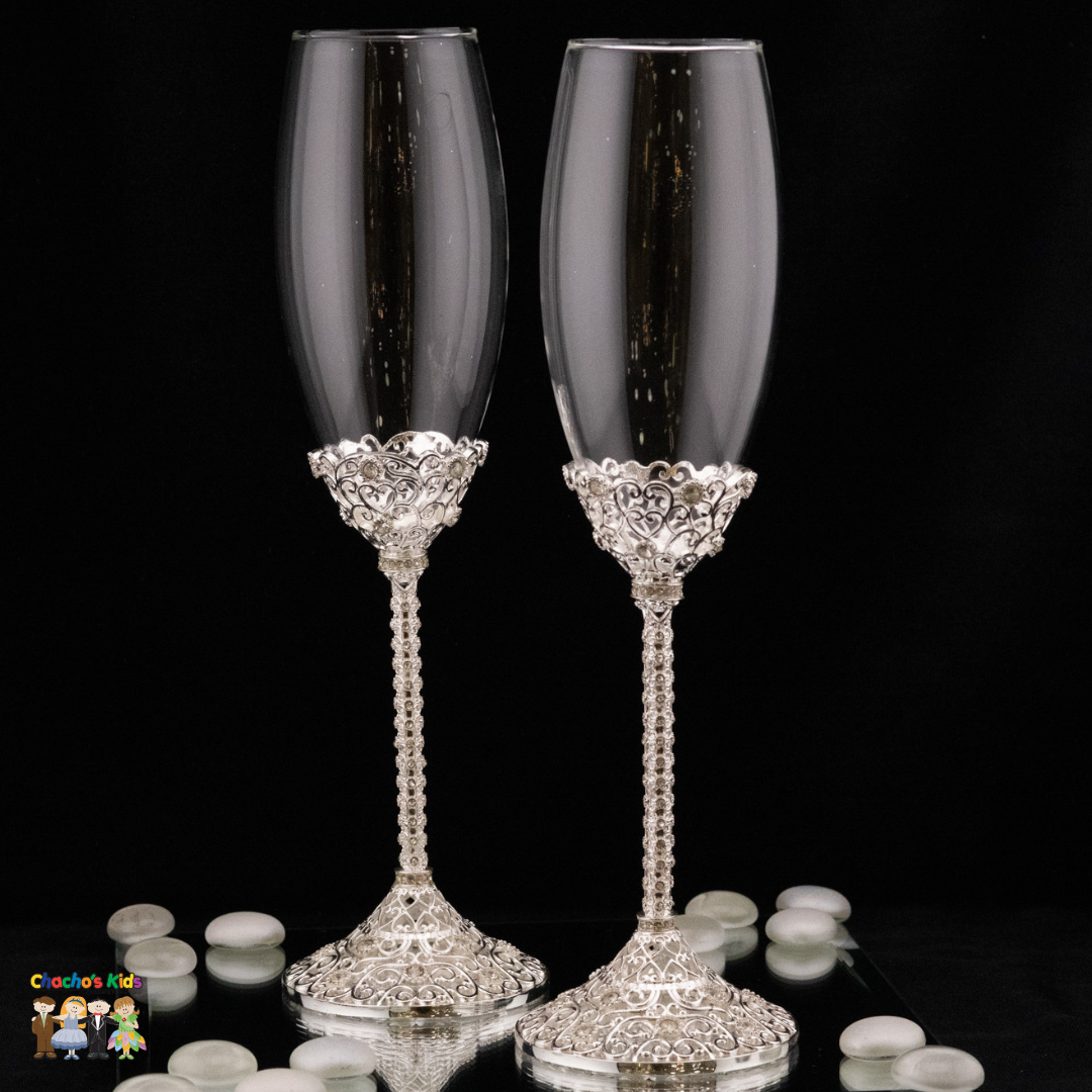 Wedding Flutes Set-Silver-082--Chacho's Kids