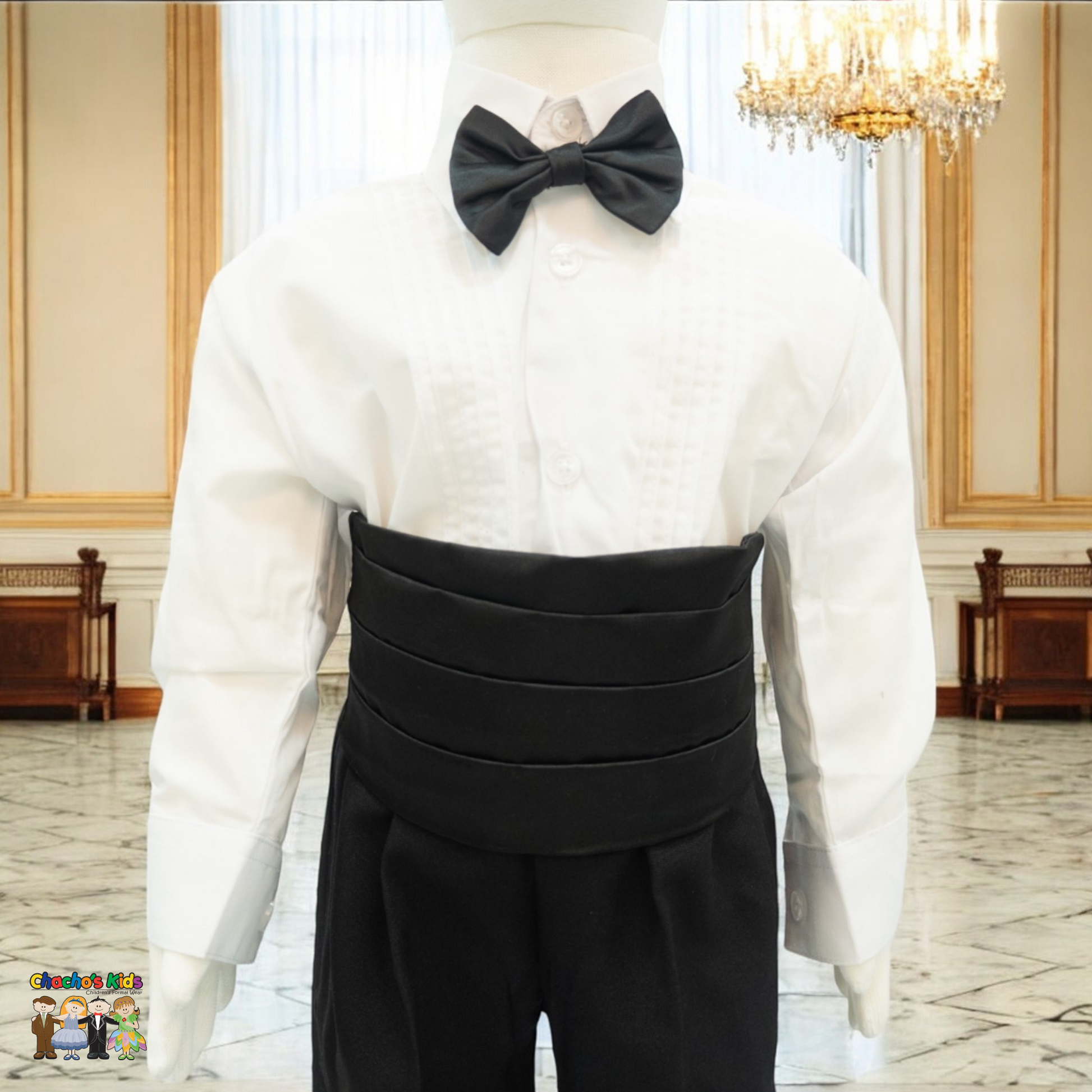 Satin Cummerbund (Black)-Boys-Black-S-Chacho’s Kids