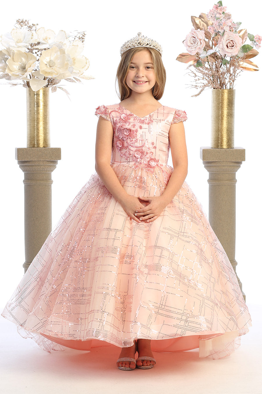 Ball Gown Dress (9026)-Girls-Blush-2-Chacho's Kids