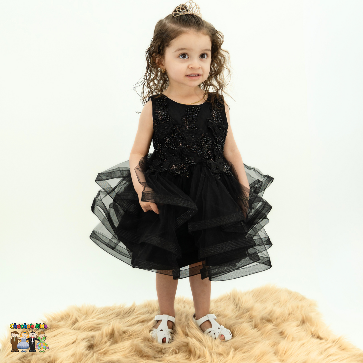 Baby Party / Flower Girl Dress (9149B)-Girls-Black-S-Chacho's-Kids