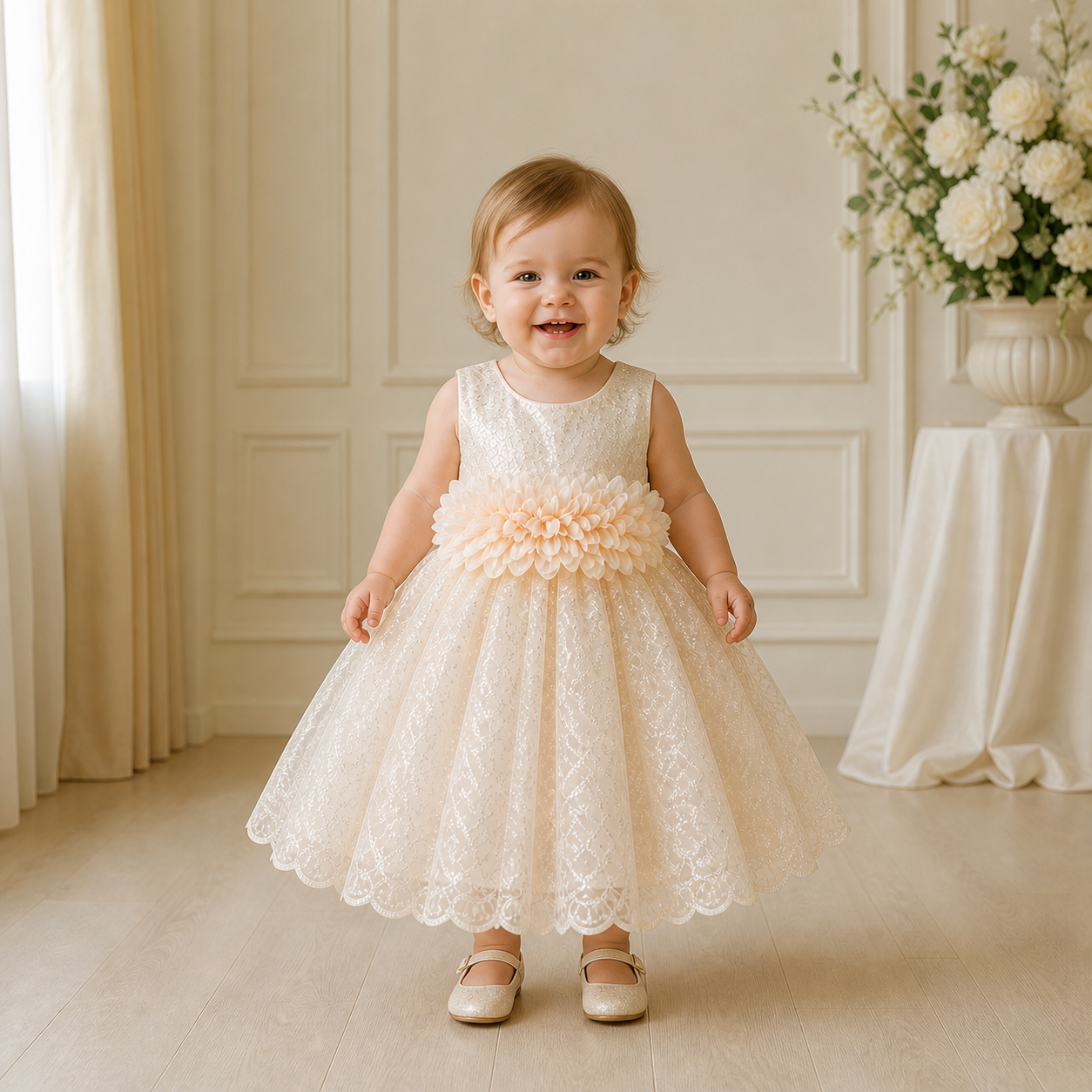 Baby Sparkle Floral Flower Girl Dress